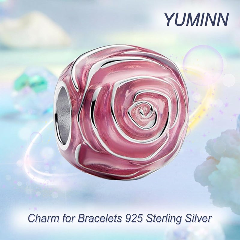 YUMINN 925 Sterling Silver Charms for Bracelets Gold Love and Heart Charms Cherry Blossom Dangle Beads Jewelry for Women - Image 2